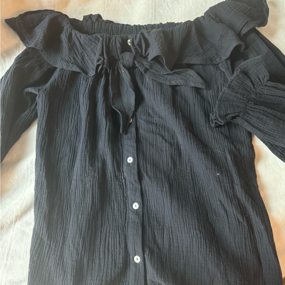 Off the shoulder button down top